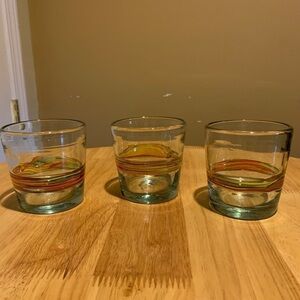 Three Blown Glass Barware Glasses